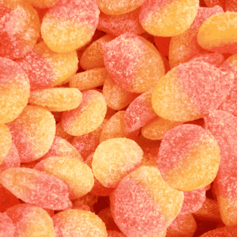 Amos Fizzy Peach Swedish Style Candy 9.5 OZ (270g)