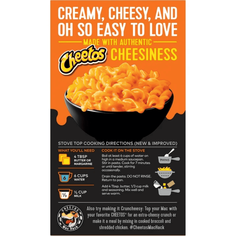 cheetos mac n cheese bold and cheesy 5.9oz - parte atras