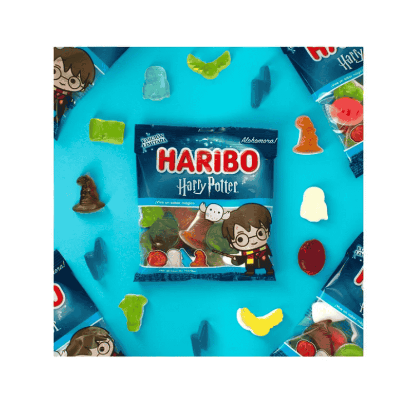 Haribo Harry Potter Gummies 4oz 113g bolsa de gomitas temáticas importadas de USA - Descripcion visual de gomitas.