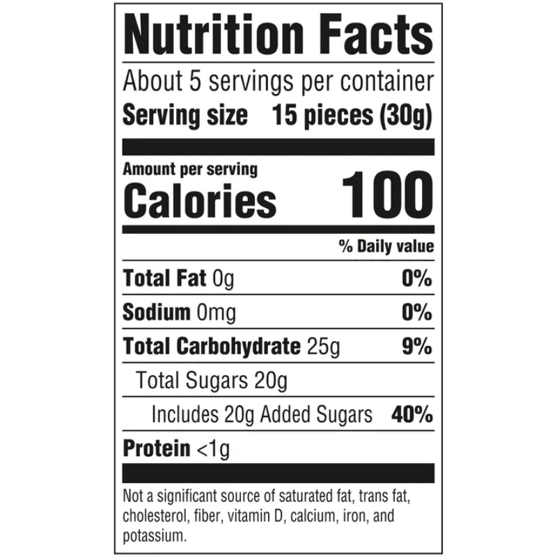 Skittles Gummies Sour 5.80oz 164.4g informacion nutrimental
