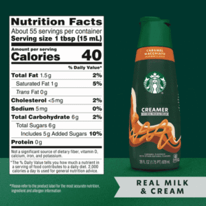 Starbucks Creamer Caramel Macchiato 28oz 828ml informacion nutrimental