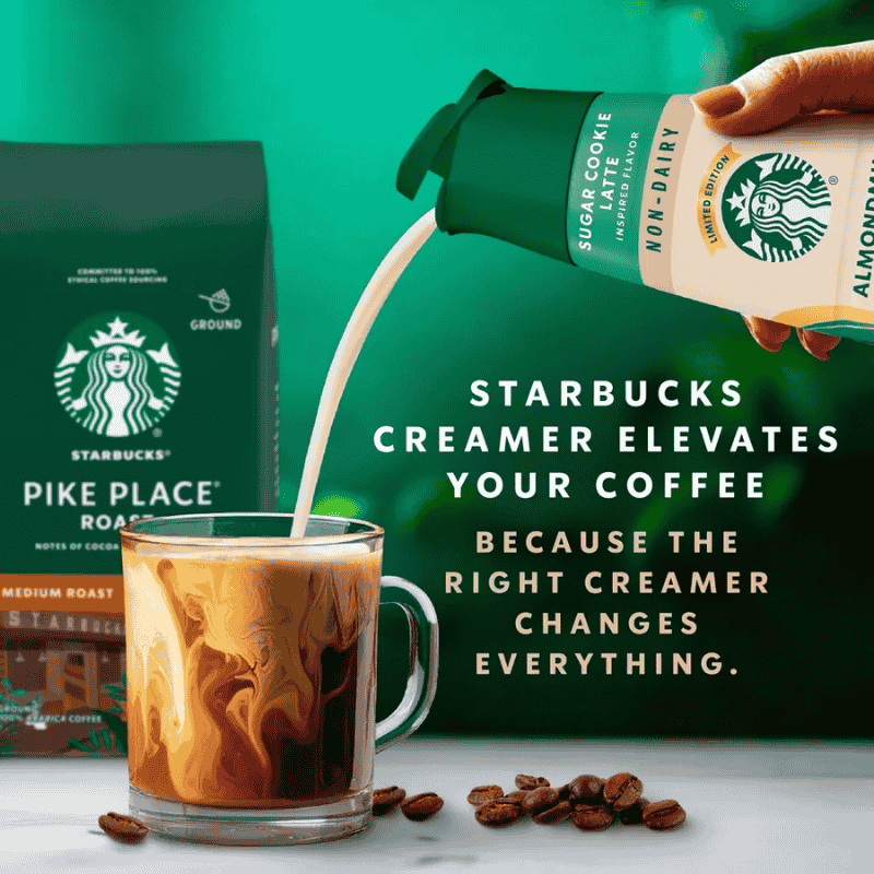 Starbucks Creamer Non Dairy Sugar Cookie Latte 28oz 828ml descripcion visual