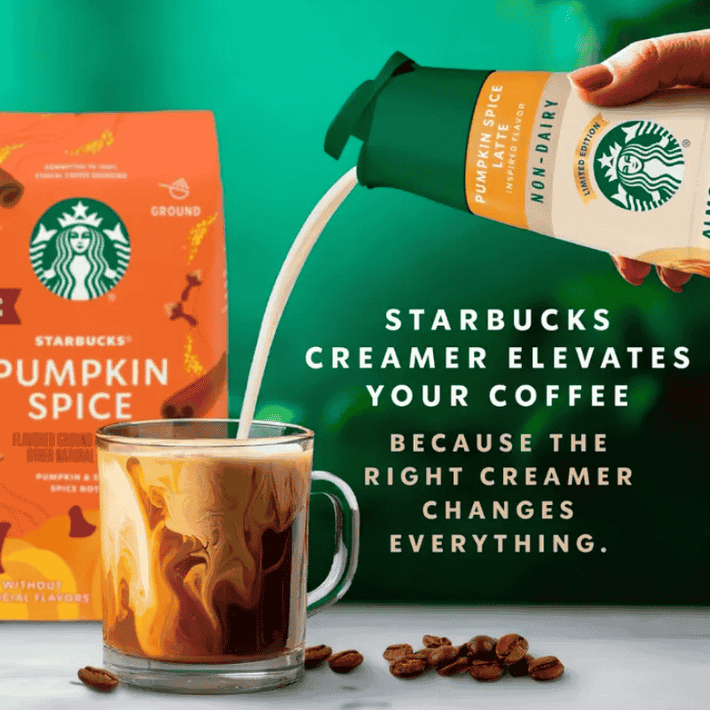 Starbucks Creamer Pumpkin Spice Latte 28oz 828ml descripcion visual