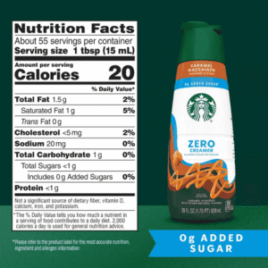 Starbucks Creamer Zero Sugar Caramel Macchiato informacion nutrimental