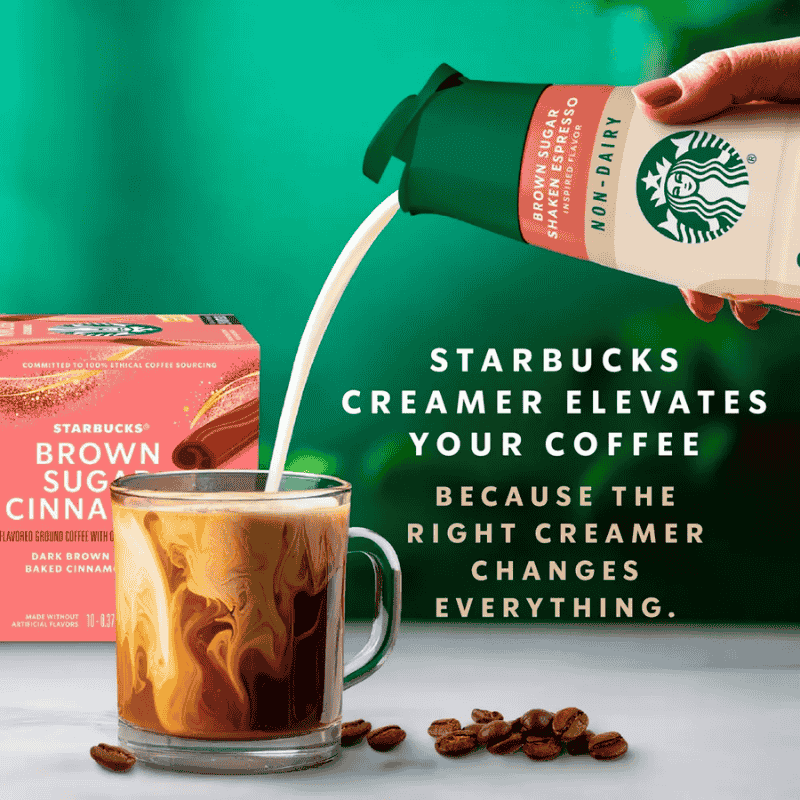 Starbucks Oatmeal Creamer Brown Sugar Shaken Espresso 28oz 828ml descripcion visual