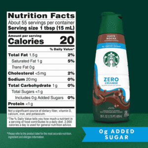 Starbucks Zero Sugar Caffe Mocha 28oz 828ml informacion nutrimental