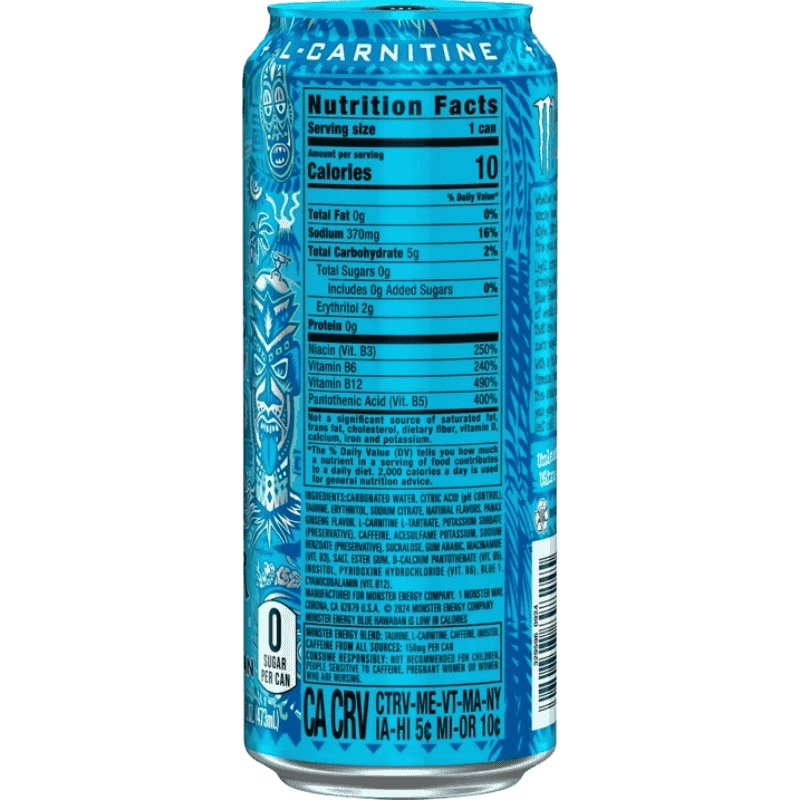Zero Sugar Monster Energy Ultra Blue Hawaiian 16oz 473ml