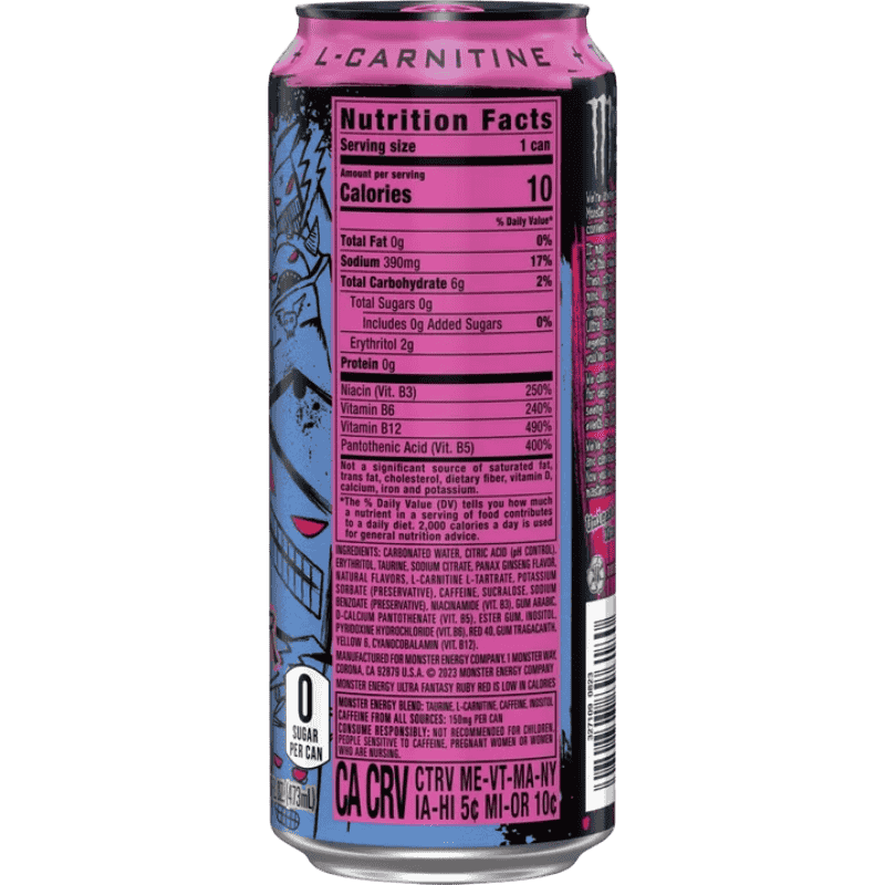 Zero Sugar Monster Energy Ultra Fantasy Ruby Red 16oz 473ml