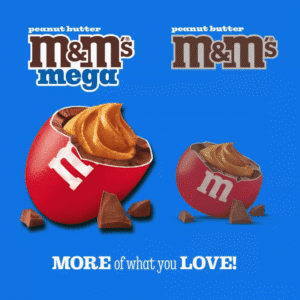 M&M’s Peanut Butter Mega Chocolates 8.6oz | Comparativa de Tamano