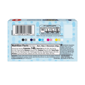 Peeps Marshmallow Christmas Snowmen 1.5oz 42g – Malvaviscos Navideños empaque por la parte de atras