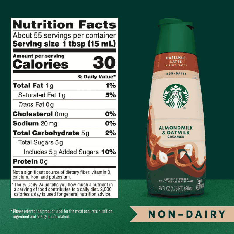 Starbucks Creamer Non Dairy Almondmilk Oatmilk Hazelnut Latte 828ml - Imagen 3