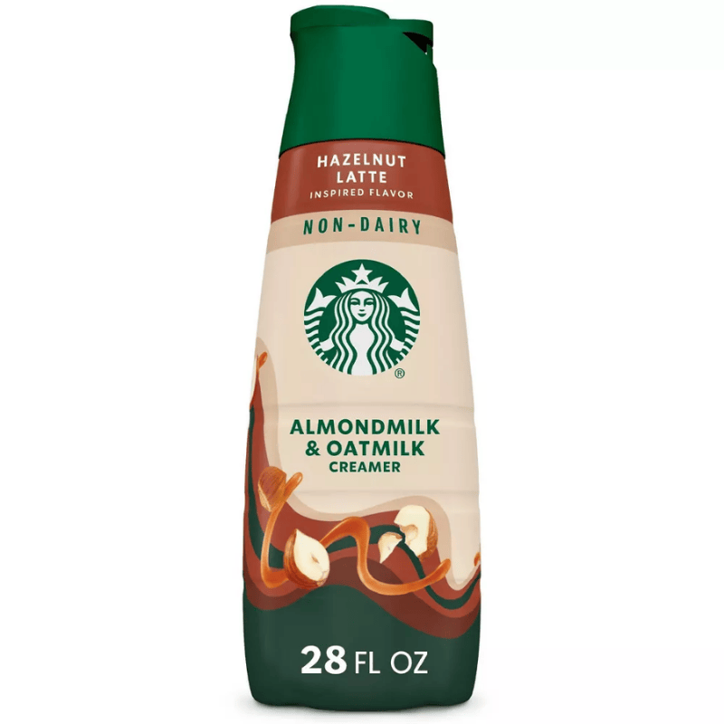 starbucks creamer non dairy almondmilk oatmilk hazelnut latte 28oz 828ml botella crema vegana sabor avellana