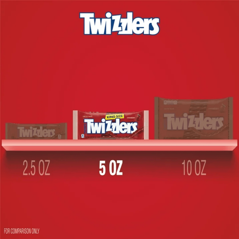 Twizzlers Strawberry King Size 5oz 141g – Dulce Americano de Fresa comparacion de tamanos