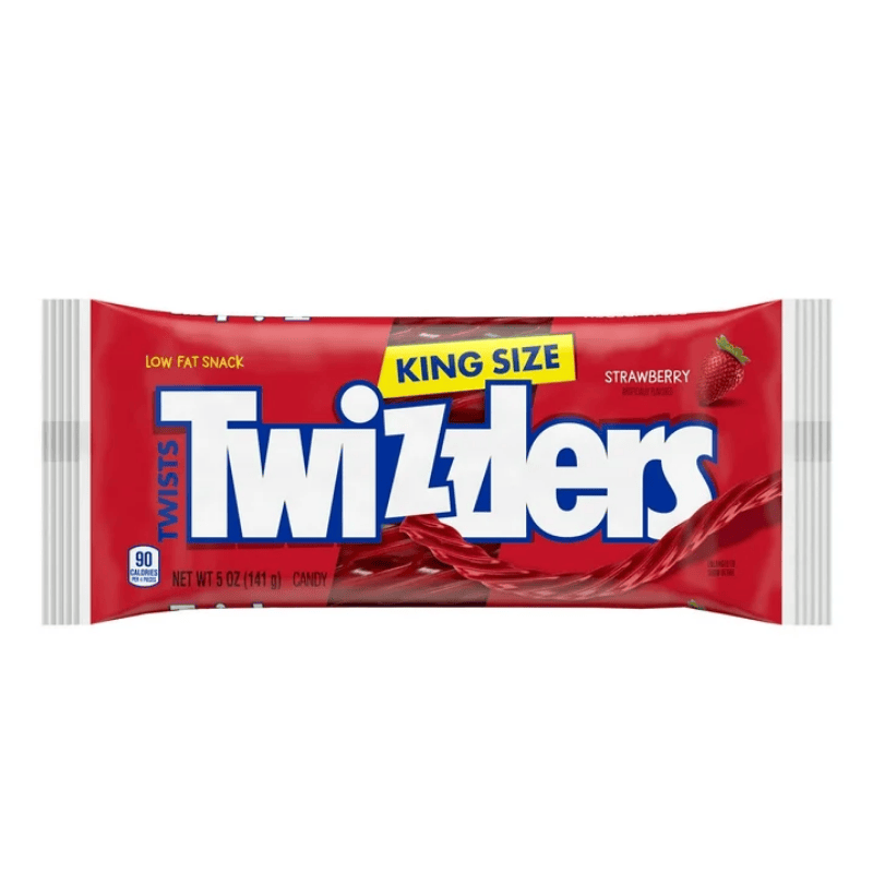 Twizzlers Strawberry King Size 5oz 141g dulce americano sabor fresa en presentación grande.