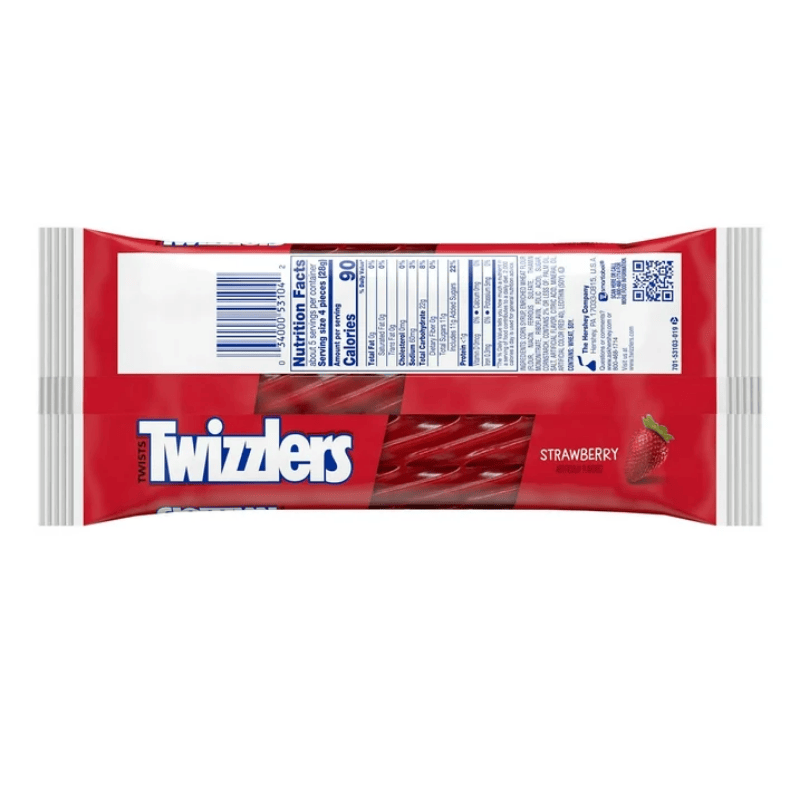 Twizzlers Strawberry King Size 5oz 141g – Dulce Americano de Fresa parte trasera con descripcion nutrimental