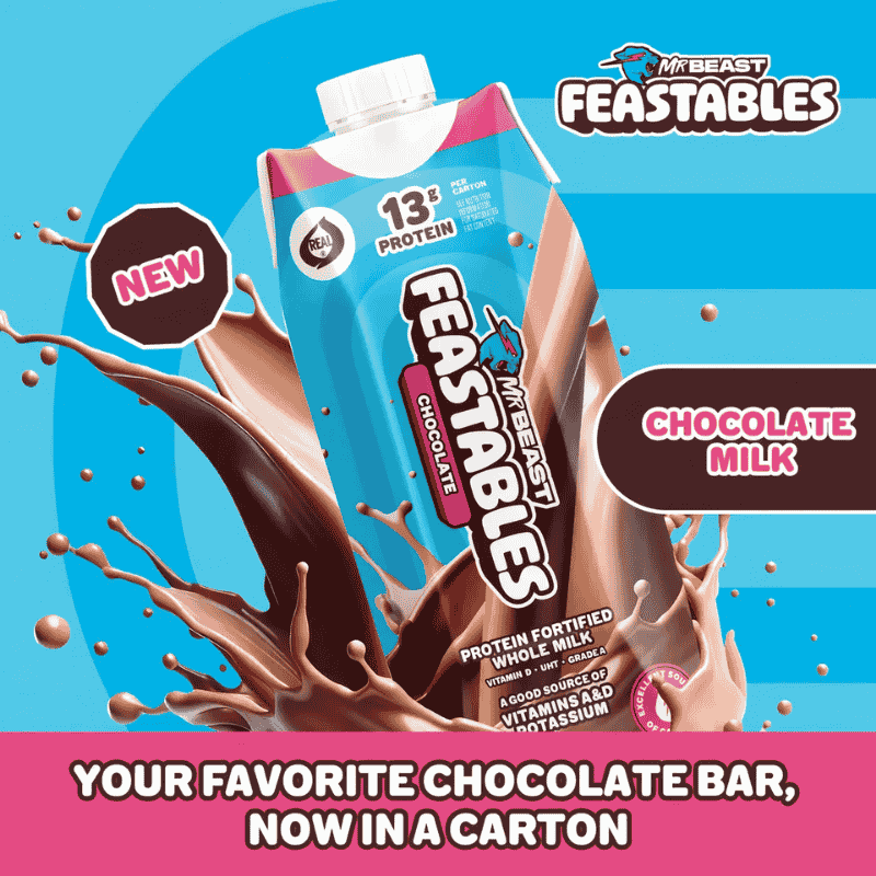 MrBeast Feastables leche entera con proteína sabor chocolate 8oz 236ml