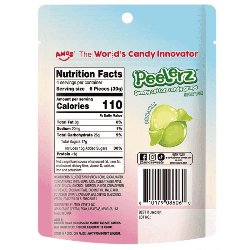 AMOS Peelerz Algodón de Azúcar y Uva 4.25oz 120g