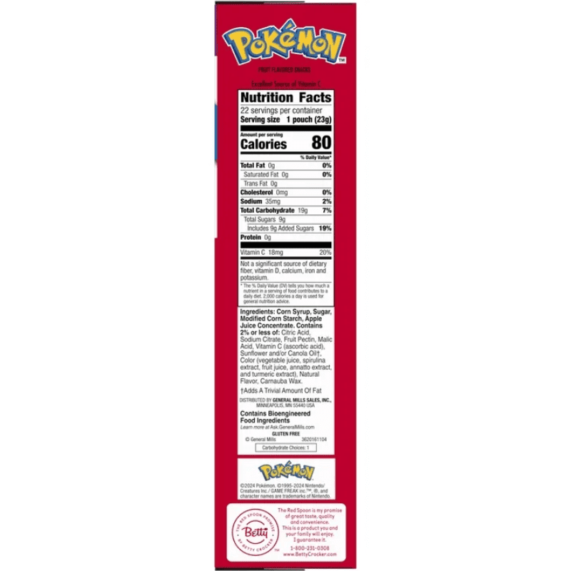Pokemon Fruit Snacks 22 Pouches