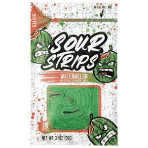 Sour Strips Watermelon Candy Peg Bag - 3.4oz 96g