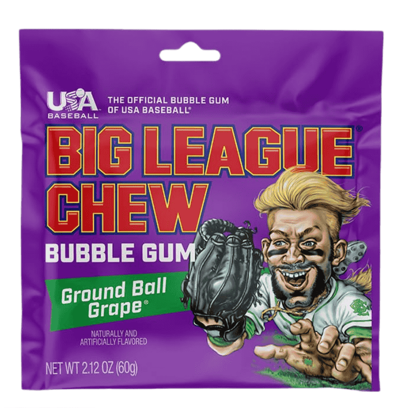 big league chew bubble gum ground ball grape 60g