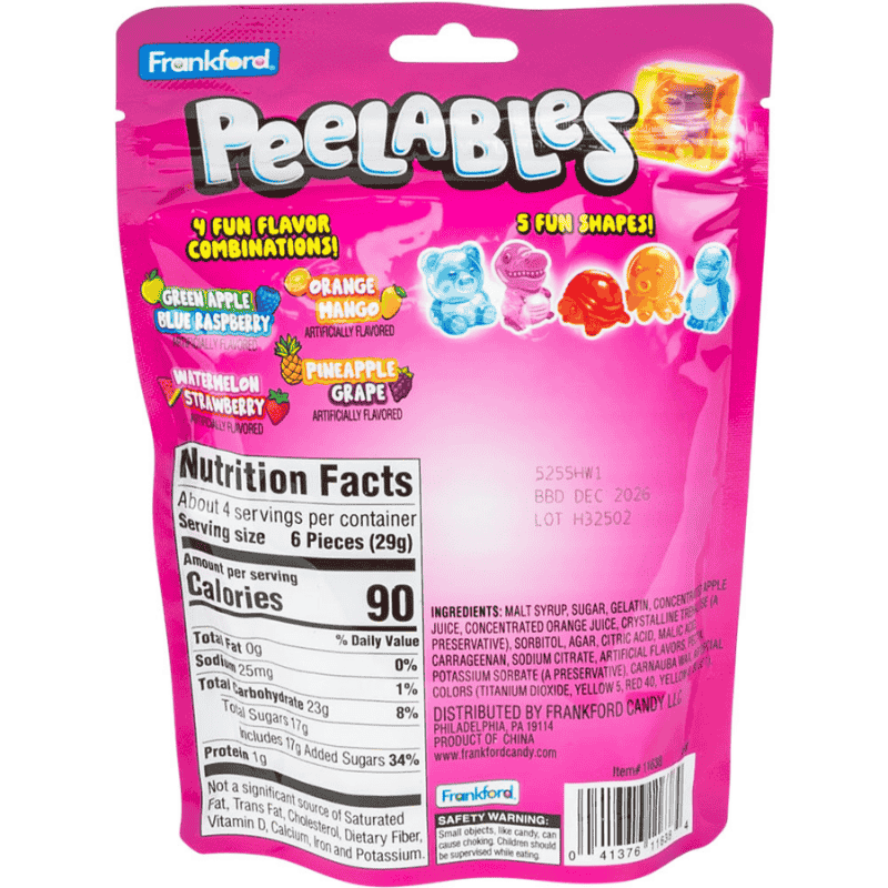 Frankford Peelables - Gomitas pelables con 5 Figuras Animales - 4.25oz 120g
