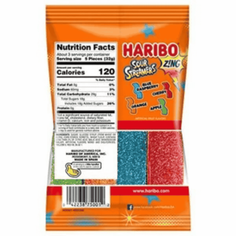 HARIBO Sour Streamers Z!NG Gummies 4.5oz 127g