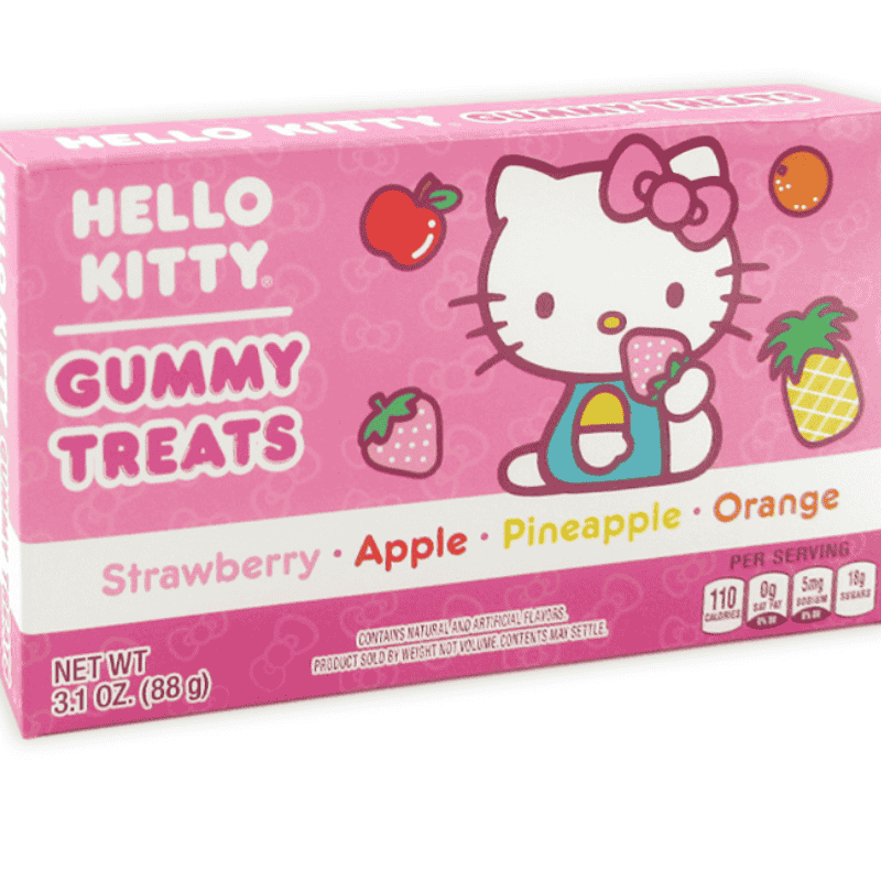 hello kitty gummy treats fresa manzana piña naranja 3.1oz 88g