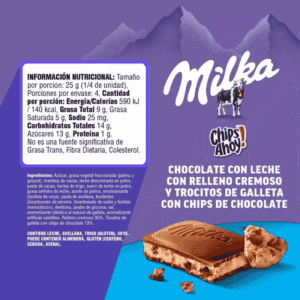 Chocolate Milka Chips Ahoy! - Barra de Chocolate con Relleno de Galleta Chips Ahoy! - 100g
