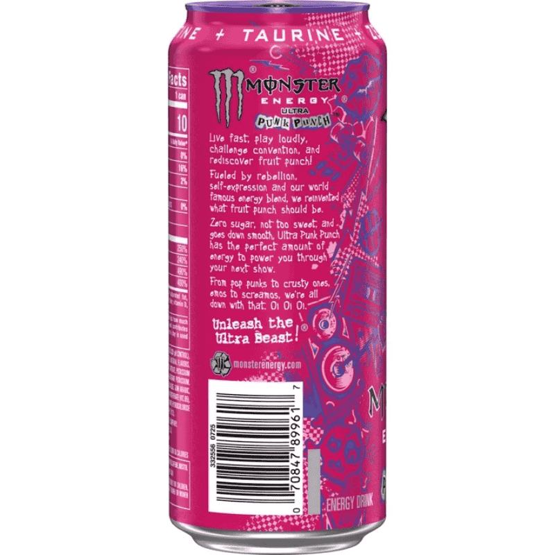 Monster Energy Ultra Punk Punch Zero Sugar Lata 473ml - Imagen 4