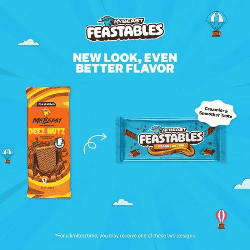 Feastables MrBeast Peanut Butter - Barra de Chocolate con Crema de Cacahuate - 60g