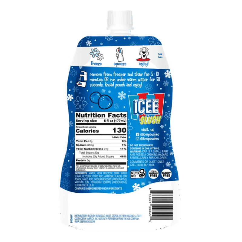 Icee Slush Blue Raspberry Freeze & Squeeze Drink Pouch 177ml