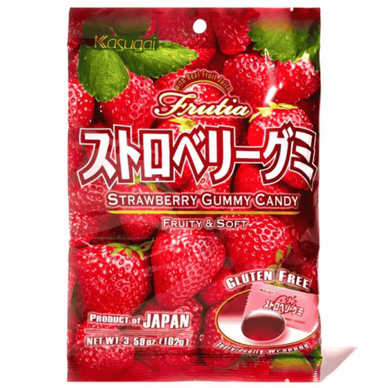 Kasugai Frutia Japanese Strawberry Fresa Gummy 102g