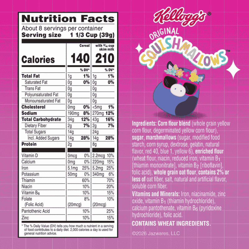 Cereal Kellogg's Original Squishmallows Spring Vibes 11.6oz (328g)