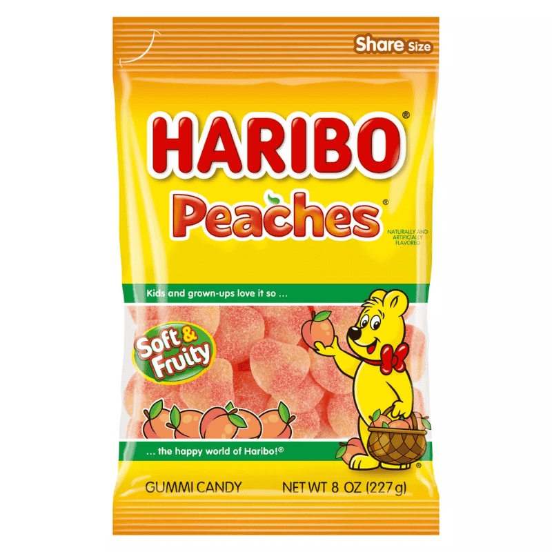 Haribo Peaches Gummi Candy 8oz (227g)