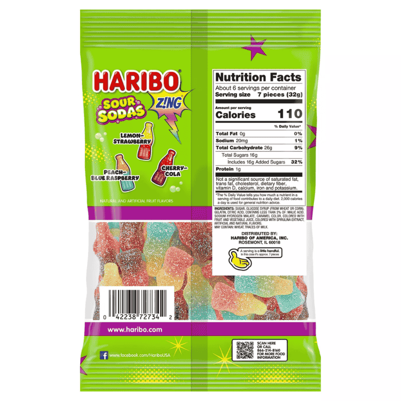 Haribo Sour Sodas Gummi Candy 7oz (198g)