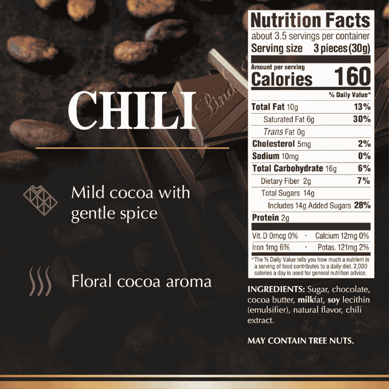 Lindt Excellence Chili Dark Chocolate Bar 3.5oz (100g)