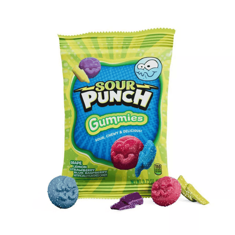 Sour Punch Gummies - uva limón fresa frambuesa azul - 6.75oz (191g)