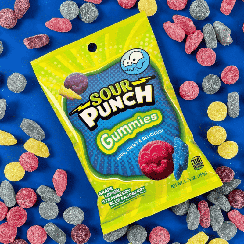 Sour Punch Gummies - uva limón fresa frambuesa azul - 6.75oz (191g)