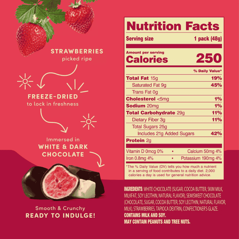 Tru Fru Freeze Dried Strawberries in Dark & White Chocolate 1.7oz (48g)