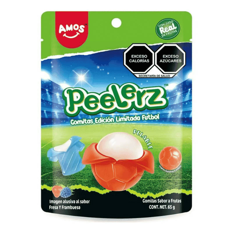 Gomitas Pelables Peelerz Edicion Futbol Fresa y Frambuesa 65g