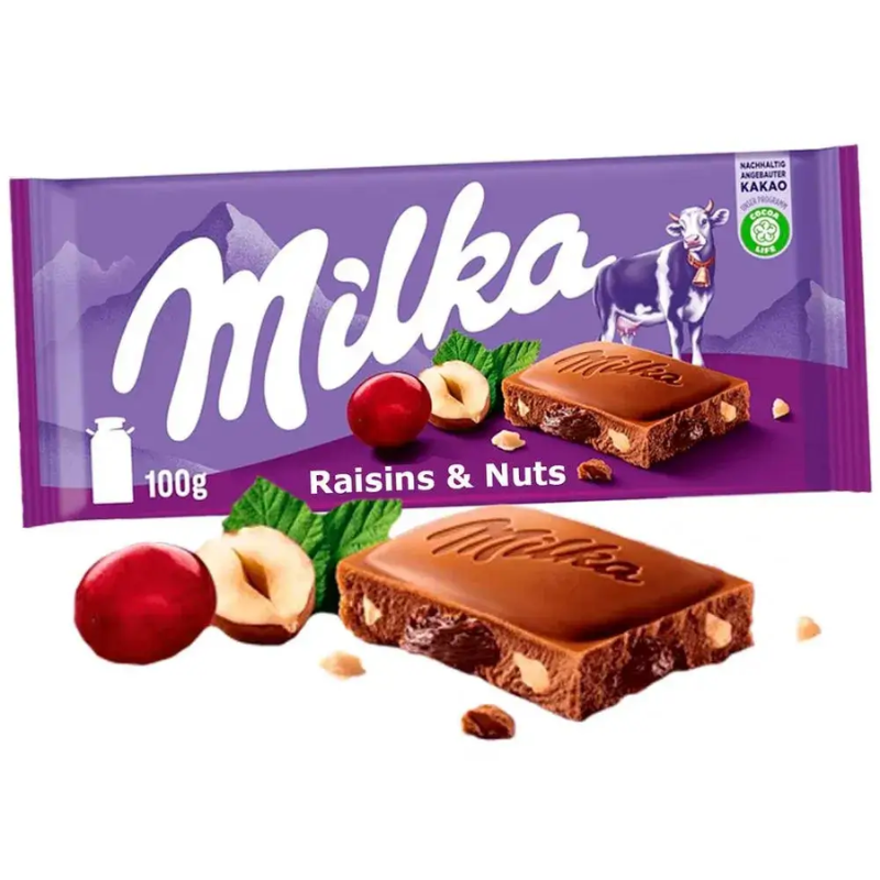 Chocolate Milka Raisins & Nuts Barra 90g
