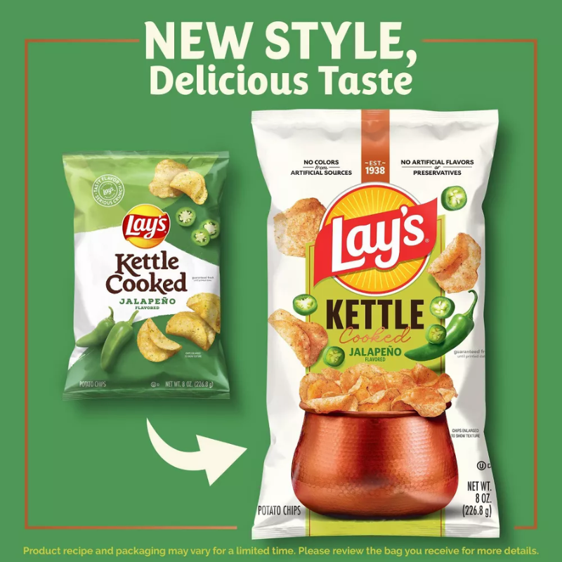 Papas Lay's Kettle Cooked Jalapeño 226.8g
