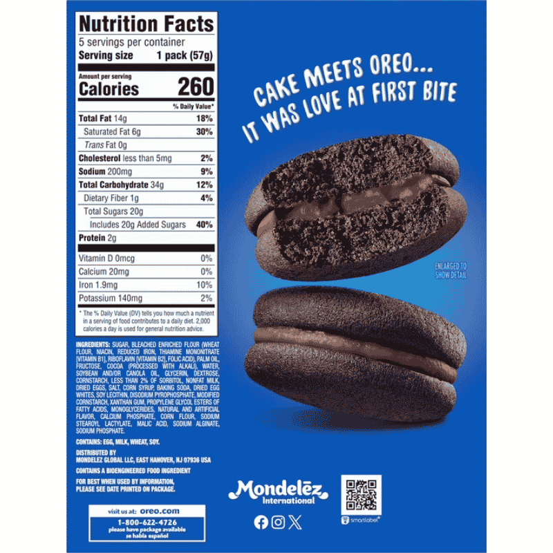 OREO Cakesters Doble Chocolate Pastelitos Suaves Caja (5x2paq) 285g