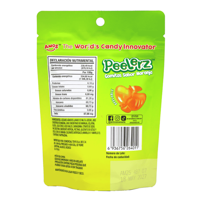 Gomitas Pelables Peelerz Naranja 65g