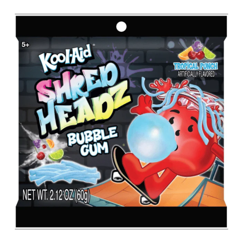Kool-Aid Shred Headz Bubble Gum Tropical Punch 60g