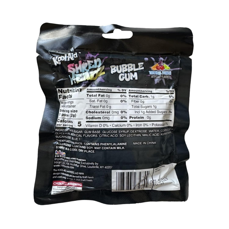 Kool-Aid Shred Headz Bubble Gum Tropical Punch 60g
