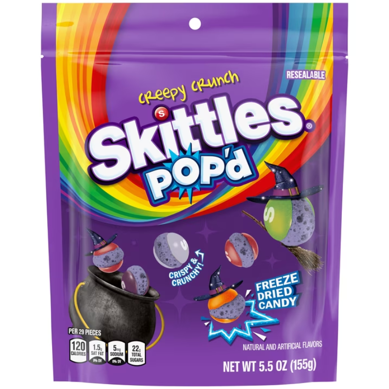 Skittles Pop'd Creepy Crunch Freeze Dried Halloween - 5.5 oz (155g)