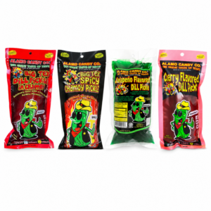 Alamo Candy Co Big Tex Dill Pickle Grande 4 Pack con Chamoy, Spicy, Jalapeño y Cherry