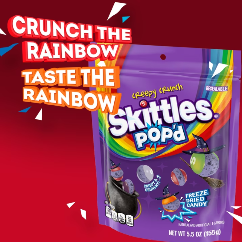 Skittles Pop'd Creepy Crunch Freeze Dried Halloween - 5.5 oz (155g)
