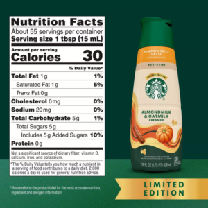 Starbucks Creamer Pumpkin Spice Almondmilk Oatmilk 828ml